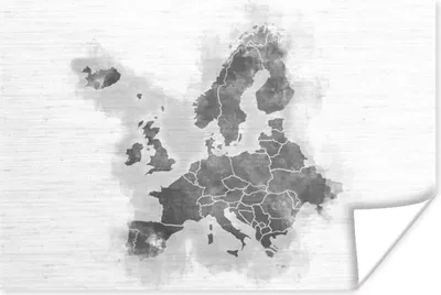Produktbild von MuchoWow® Poster Karte - Europa - Schwarz - Weiß 60x40 cm - Schlafzimmerdekoration