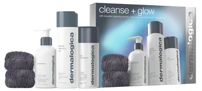 Productafbeelding van Cleanse + Glow Set van Dermalogica: Special Cleansing Gel voor het gezicht, 250 ml + Precleanse: Reinigende olie om onzuiverheden te verwijderen, voor het gezicht, 150 ml + Daily Microfoliant: Exfolierende poeder, 74 g