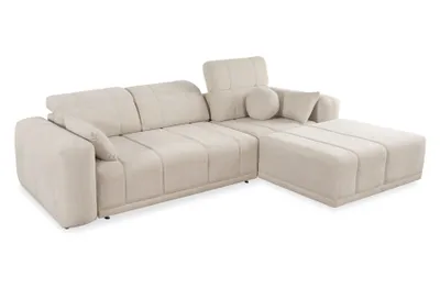 Produktbild von Moderne Eckcouch RAVELLO I Beige – Sofa für Wohnzimmer, rechtsseitig, mit Schlaffunktion & Bettkasten