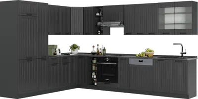 Zdjęcie produktu dla Kuchnia narożna Vicco Fame-Line Ciemnoszary 347 x 60 cm , BP Marmur, Model 57160