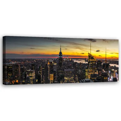 Produktbild von Leinwandbild Stadt im Sonnenuntergang 120x40 Feeby Grau bild für die wand bereit zum aufhängen