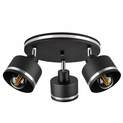 Produktbild von Luxolar LED Deckenleuchte 3-flammig E27 60W - Schwenkbar Deckenlampe mit Metalchirmen Schwarz-chrom - Moderne Wohnzimmer Hängelampe