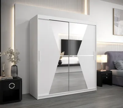 Obrázok produktu pre Zrkadlová skriňa s posuvnými dverami v šírke 180 cm MILANA - biela
