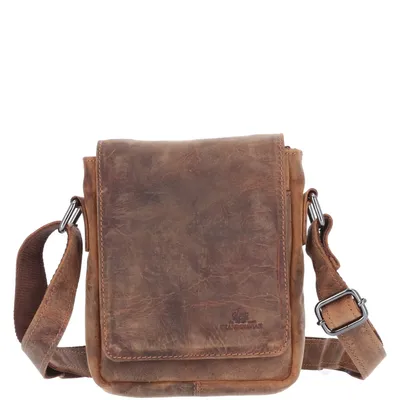 Produktbild von The Skandinavische Brand Umhängetasche Hunther, Leder braun, verstellbarer Schultergurt ca. 58-130 cm, 1 Hauptfach mit Reißverschluss und Überschlag, 2 Reißverschlussfächer, 2 Einsteckfächer