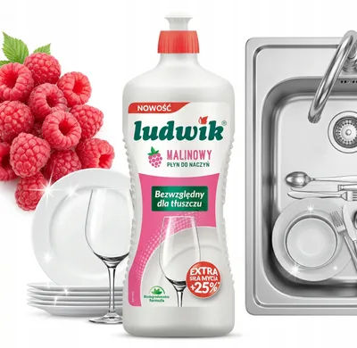 Produktbild von Ludwik Spülmittel mit Himbeergeschmack, Flasche 900 g