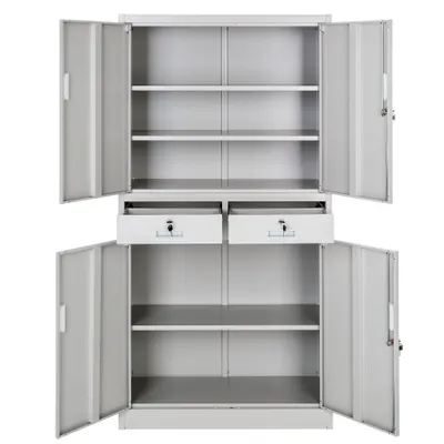 Image de Armoire métallique de classement avec 2 tiroirs 40 x 90 x 180 cm - gris