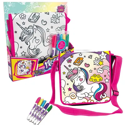 Produktbild von Tasche zum Bemalen für Kinder Kreativset Einhorn Umhängetasche mit Stiften