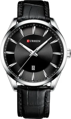 A close-up studio shot of a men's wristwatch against a white background.