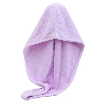 Produktbild von Haarturban mit knopf Haartuch Turban Handtuch Haare schnell trockenes Haartuch Super Saugfähig(Lila)