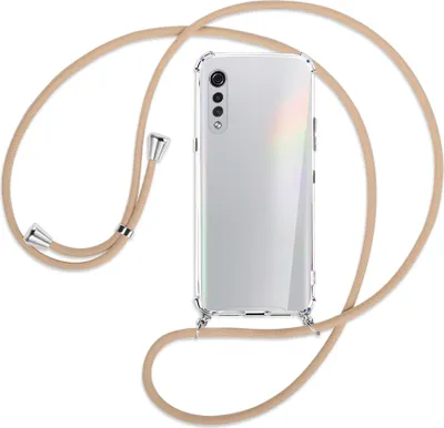 Produktbild von Handykette Backcover-Schutzhülle mit Band (Metall silberfarben) für LG Velvet - beige