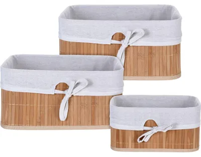 Produktbild von 3er Set Aufbewahrungskörbe aus Bambus beige