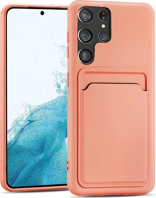 Produktbild von Conie Schutzhülle für Samsung Galaxy S22 Ultra mit Kartenfach Tasche Case Cover Bumper Silikon Hülle in Rosa