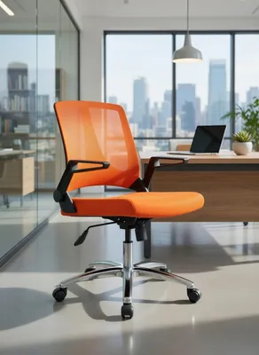 Immagine prodotto di Sedia da ufficio arancione con seduta imbottita e design regolabile