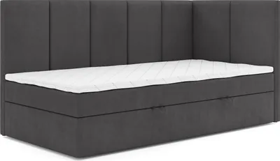 Produktbild von MR GROUP Boxspringbett DENIS MAX 100x200 rechts Kinderbett Jugendbett Einzelbetten Bett Stauraum Polsterbett Matratze Topper H3Schlafzimmer dunkelgrau
