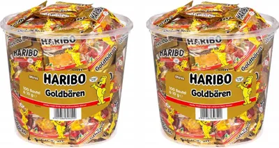 Produktbild von HARIBO Goldbären Minibeutel Fruchtgummi 100 St. minis in Dose 980g 2 er Pack