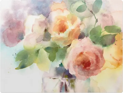 Produktbild von Aquarellblumen – Bodenschutzmatte – Rutschfest – Schutzmatte für Büro – Vinylmatte – Stuhlunterlage – 120 x 90 cm