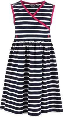 Produktbild von modAS Bretonisches Mädchenkleid Maritim - Streifenkleid Ringelkleid Kleid für Mädchen mit Streifen aus Baumwolle Größe 98 bis 104 in Blau/Weiß