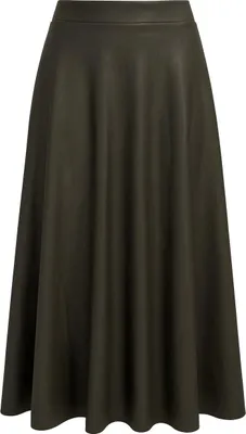 Produktbild von 404_Mississhop Damen A-Linien langer Rock mit Gürtel – Kunstleder Schwarz