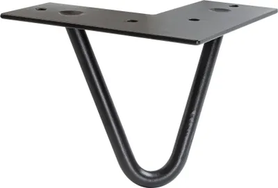Produktbild von WAGNER Möbelbein HAIRPIN LEG Retro - 12 x 12 x 10 cm, Stahl, schwarz, Bein schräg & Anschraubplatte - 12821001