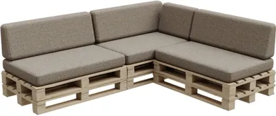 Obrázek produktu pro Paletové polštáře, paletové polštáře, zahradní polštáře, PFBG (3x sada (120x80 + 120x35), béžová)