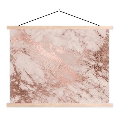 Produktbild von MuchoWow® Textilposter Marmor - Rosa - Luxus - Marmoroptik - Glitzer - Design 40x30 cm mit holzfarbenen Rahmen - Bilder
