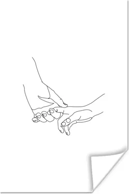 Produktbild von MuchoWow® Poster Hände - Linienkunst - Beziehung 80x120 cm - Papierdruck