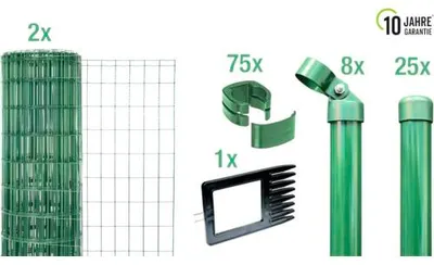 Image de Alberts 668990 Fix-Clip Pro comme set complet de clôture, à bétonner, vert, hauteur 153 cm, longueur 50 m