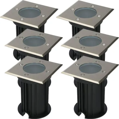 Produktbild von hoftronic LED Bodeneinbaustrahler 6x GU10 5W Dimmbar IP67 Edelstahl quadratisch