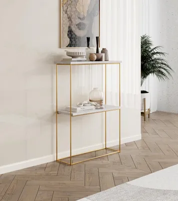 Obrázek produktu pro Konzolový stolek BORALIS - zlatý / beton