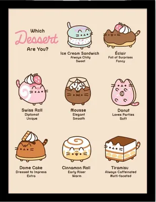 Obrázek produktu pro Pusheen - "Který dezert jsi ty?" Zarámovaný plakát PM12224 (40 cm x 30 cm) (barevný)