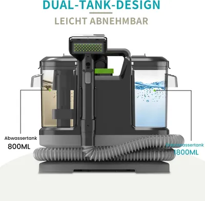 Produktbild von Textilreiniger - 3-in-1 Polster- und Teppichreiniger - 500W Nass/Trocken - 12 kPa Saugkraft - Doppeltank 1,8/0,8L - selbstreinigende Tierbürste - grün