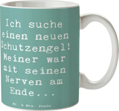 Produktbild von Mr. & Mrs. Panda Becher Spruch Neuer Schutz - Meeresbrise - Geschenk, Tasse, Lächeln, Zitat, Teetasse, Freunde, Geborgenheit schenken, Handgefertigt, Kaffeebecher, Gefühl