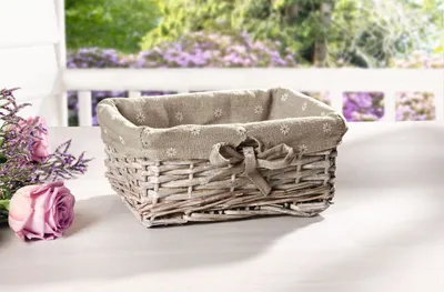 Produktbild von Füllkorb Blümchen" mit Textileinlage, grau, Aufbewahrungskorb"