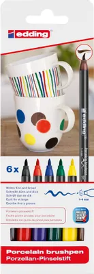 Produktbild von Edding Porzellan Pinselstift auch für Glas und Keramik Farben Sortiert