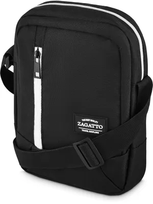 Obrázek produktu pro Pánská taška přes rameno, taška crossbody, prostorná pánská taška, ZAGATTO, nastavitelný ramenní popruh, černá taška přes rameno, 20x28x6 / ZG754