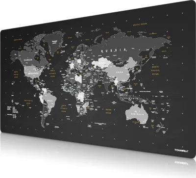 Produktbild von Titanwolf - XXXL Übergröße Mauspad 1600 x 800 mm - XXXL Großformat - Schreibtischunterlage - gummierte Rückseite - rutschfest und abwaschbar - Gaming - Präzision und Geschwindigkeit - Weltkarte Englisch
