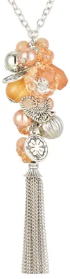 Produktbild von Bulinlin Silber Kette mit Anhänger und Quasten - Modeschmuck für Damen - Langes