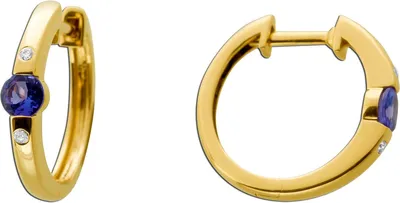 Produktbild von Tansanit Creolen Gold 585 14K blaue Edelsteine Natur Diamanten 0.03ct
