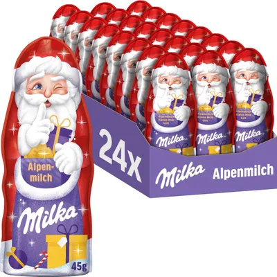 Produktbild von Milka Weihnachtsmann Alpenmilch 24 x 45g Weihnachtsschokolade - 100% Alpenmilch
