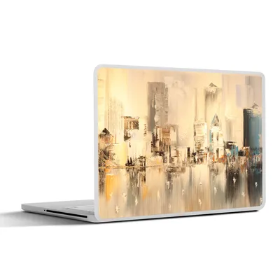 Produktbild von MuchoWow® Laptop Aufkleber Sticker Cover Gemälde - Öl - Abstrakt - Skyline 31x22.5 cm - Laptop-Deko
