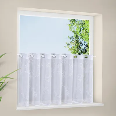 Produktbild von Gerster Collection halbtransparente Fertiggardine mit Ösen, Weiß, 150 x 50 cm