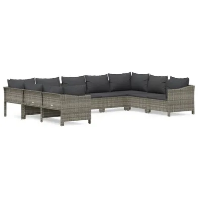Produktbild von vidaXL 9-tlg. Garten-Lounge-Set mit Kissen Grau Poly Rattan