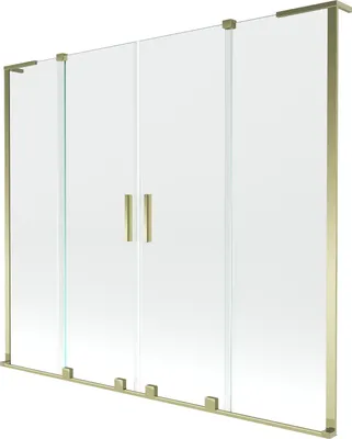 Produktbild von Mexen Velar L Duo Badewannenabtrennung 2-flügelig verschiebbar 180 x 150 cm, transparent, gold - 896-180-003-02-50