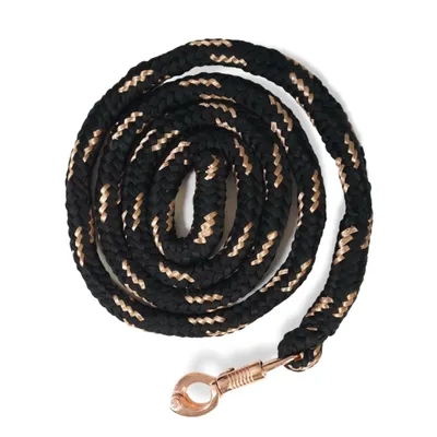 Produktbild von Führstrick Pferd mit Panikhaken schwarz rosegold Pferde Strick Länge 2m mit Glitzer