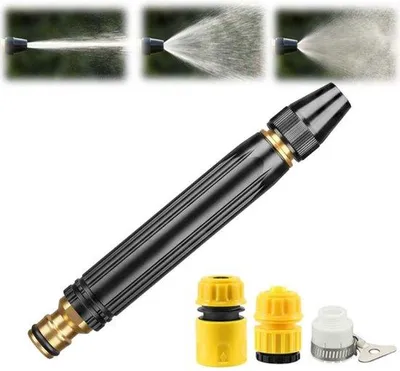 Produktbild von Hochdruck Gartenspritze - Regelbarer Wasserdruck - mit 3 Schlauchanschlüssen - Hochdruckdüse - für Autowäsche Gartenbewässerung Reinigung