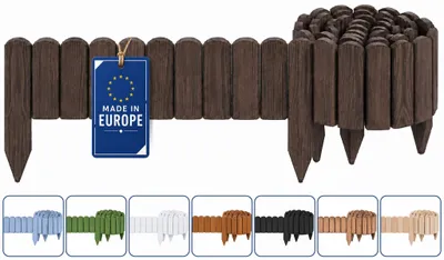 Obrázek produktu pro Woodygift – dřevěná ohraničení záhonů, svinovací plot, zahradní plot, ohraničení trávníku, palisáda – flexibilní svinovací ohraničení pro záhony a trávníky, tmavý ořech, 10 x 200 cm