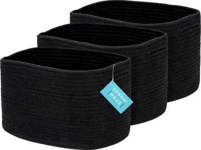Produktbild von Kleiner Korb aus Baumwolle für Badkamer, Schwarz, 3er Set