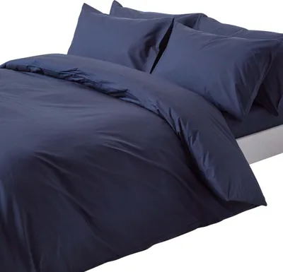 Image de HOMESCAPES Literie bleu marine densité 200 fils, 230 x 220 cm