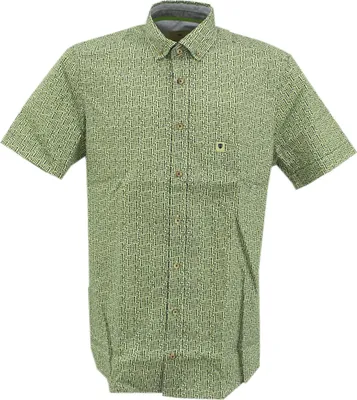 Produktbild von 30227 Hatico, ,  Herren kurzarm Hemd, Popeline, weiß blau grün gemustert, M