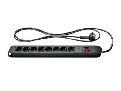 Produktbild von SILVERCREST® Multimedia-Steckdosenleiste, 8-fach Steckdosenleiste Flachstecker 3m Kabel Überspannungsschutz 3680W Schwarz NEU